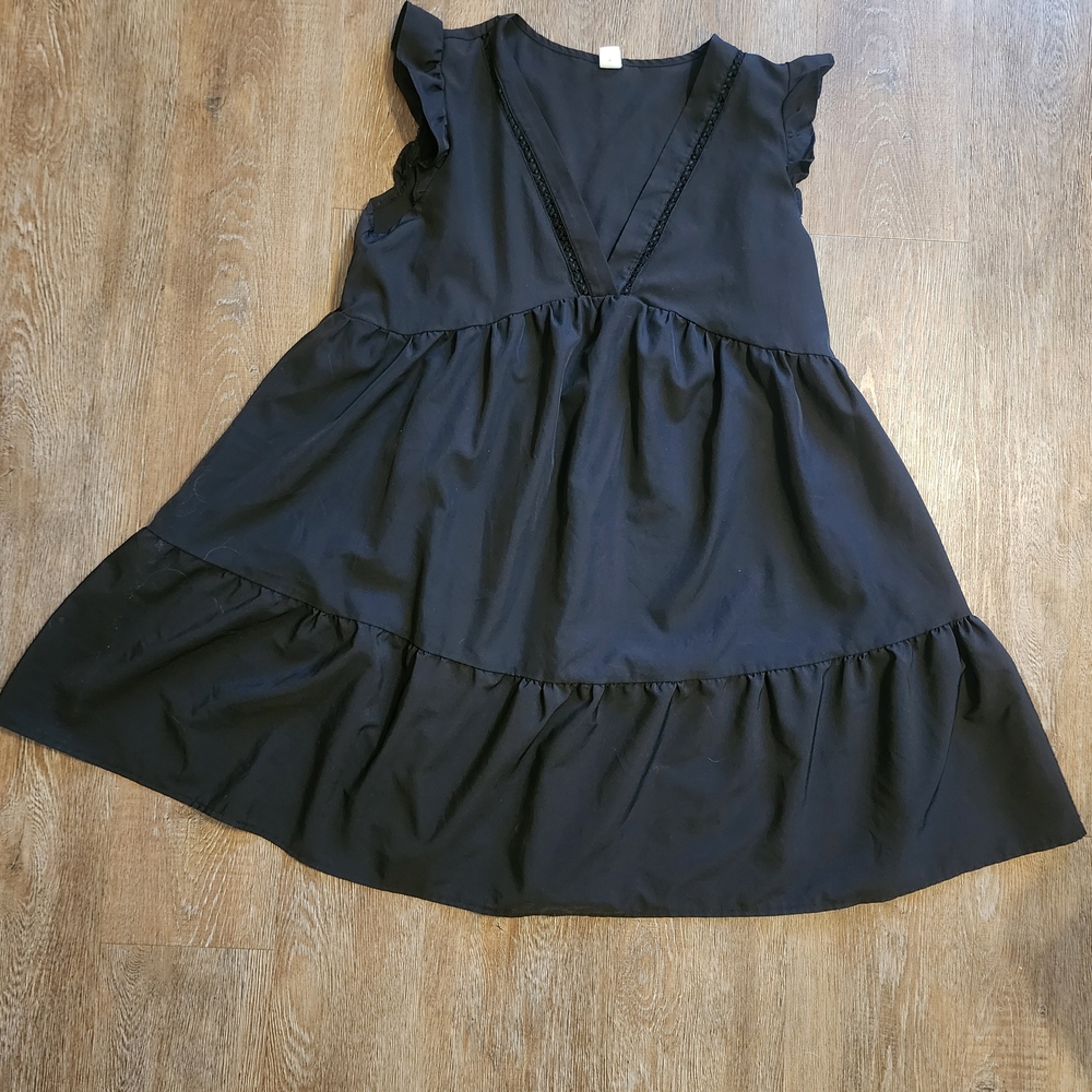 Source Unknown Black Sleeveless Mini Sundress